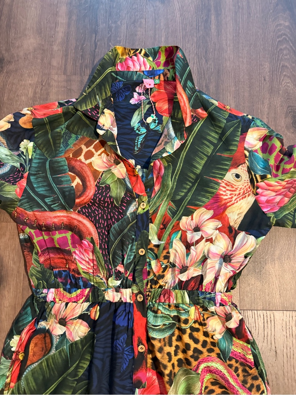 FARM Rio Multicolor Tropical Button-Front Jumpsuit - Picture 6 of 10